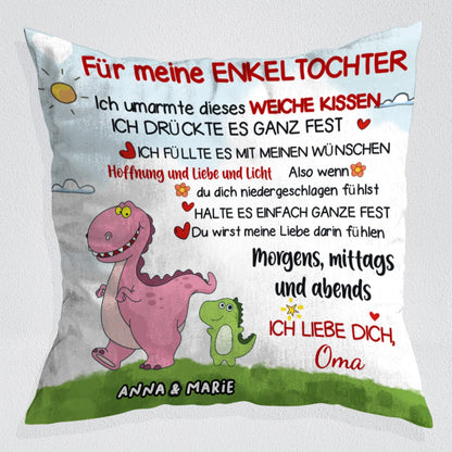 Für meine/n Enkelin/Enkel - Personalisiertes Premium-Kissen mit Dinosaurier-Design™