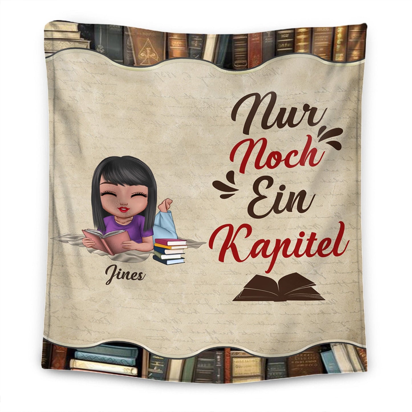 Ein Mädchen, das gerne liest - Personalisierte Kuscheldecke - Ver 1