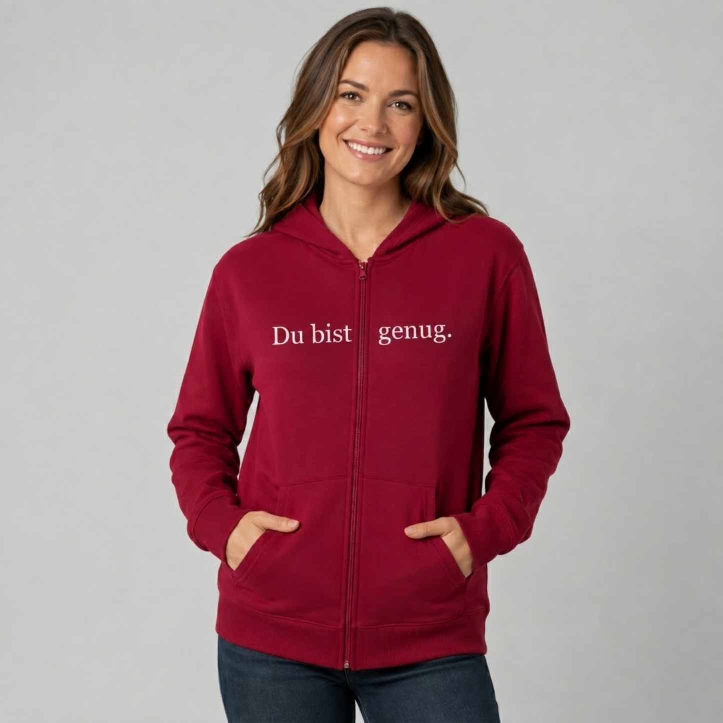 Du bist genug Hoodie mit Reißverschluss