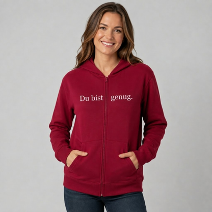Du bist genug Hoodie mit Reißverschluss