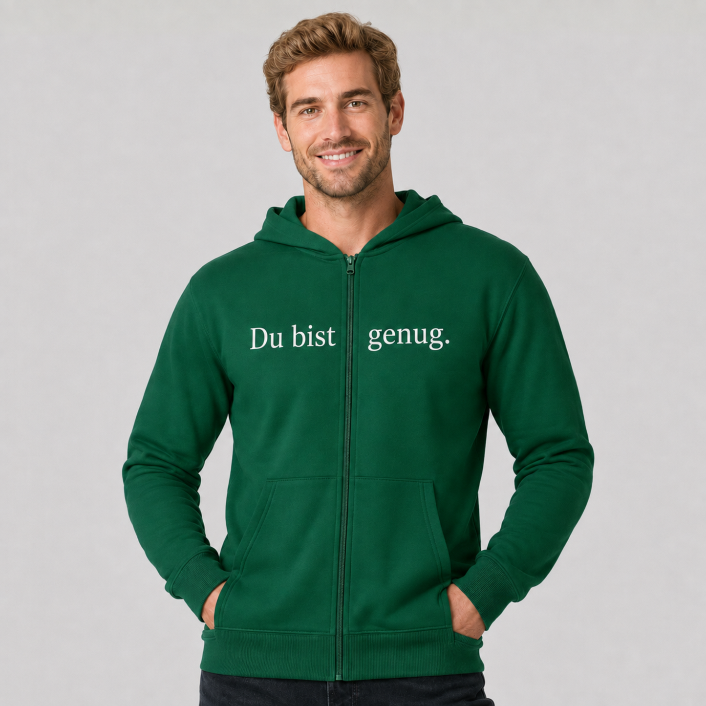 Du bist genug Hoodie mit Reißverschluss