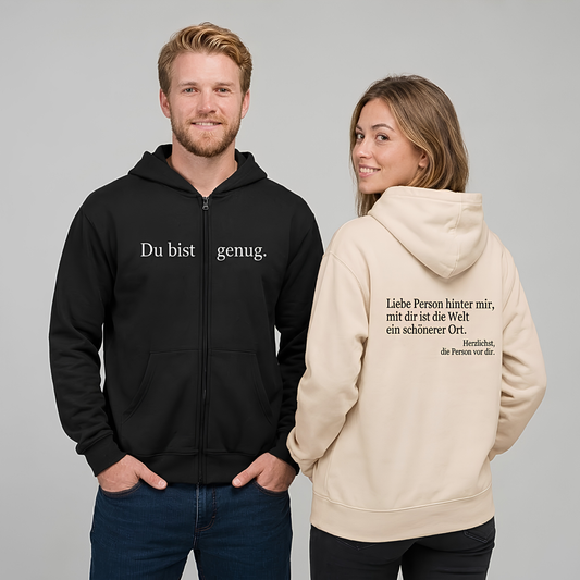 Du bist genug Hoodie mit Reißverschluss