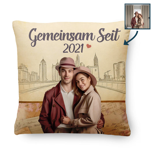 Geschenk für Paare – Gemeinsam seit – Personalisiertes Kissen