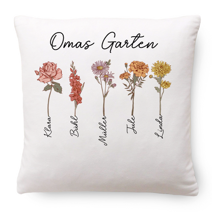 Geschenk für Oma – Omas Garten – Personalisiertes Kissen