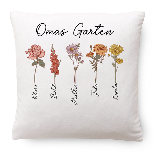 Geschenk für Oma – Omas Garten – Personalisiertes Kissen