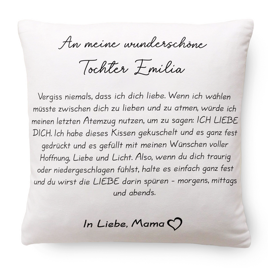 Geschenk für Tochter - Gefühlvoller Brief - Personalisiertes Kissen