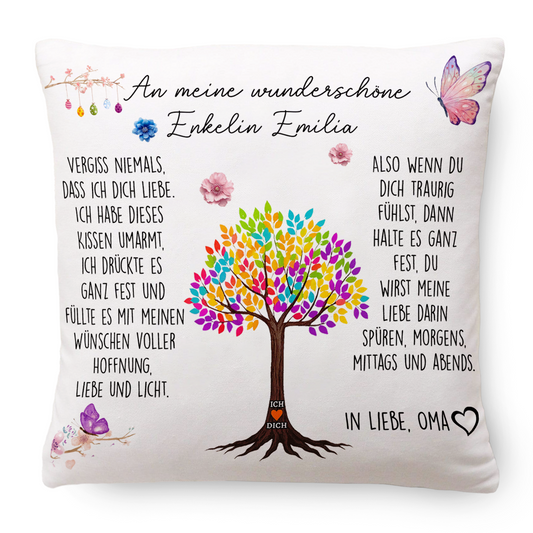 Geschenk für Enkelin - Umarmung von Oma - Personalisiertes Kissen