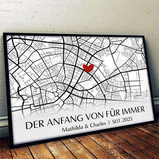 Geschenk für Paare - Der Anfang Von Für Immer - Personalisierte Wandkunst