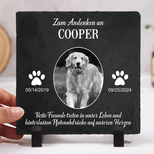 Geschenk zum Gedenken an Haustiere – Beste Freunde werden niemals vergessen – Personalisierter quadratischer Gedenkstein