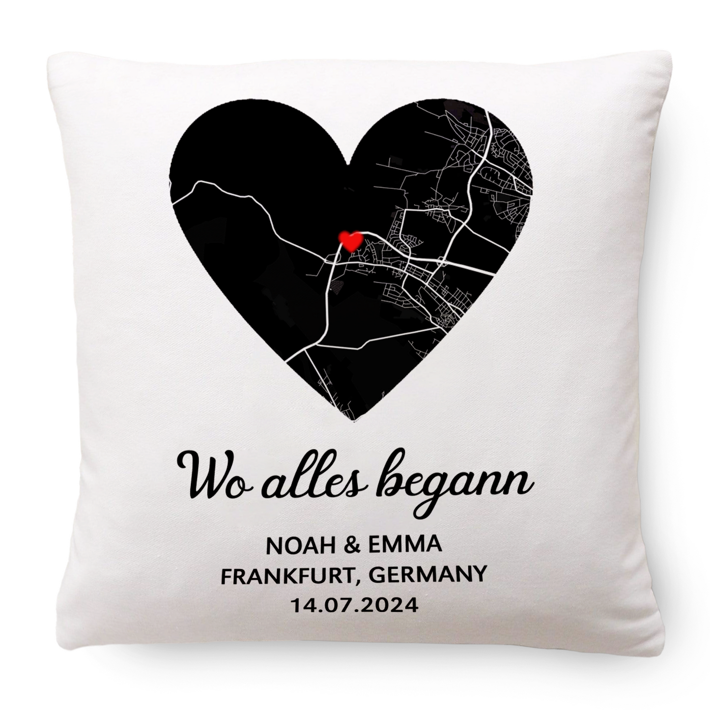 Geschenk für Paare - Herzkarte - Personalisiertes Kissen