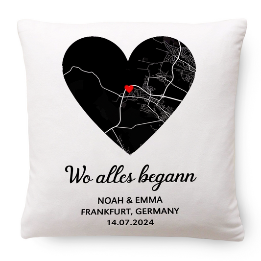 Geschenk für Paare - Herzkarte - Personalisiertes Kissen