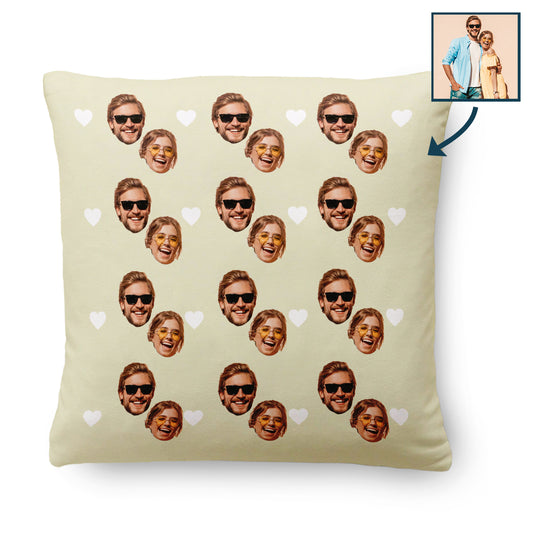 Geschenk für Paare – Gesichter-Collage Muster – Personalisiertes Kissen