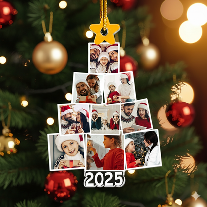 Geschenk für Familie - Foto-Familienstammbaum zu Weihnachten - Personalisierter Familien-Fotoanhänger