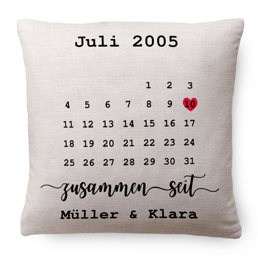 Geschenk für Paare - Das Datum, an dem alles begann - Personalisiertes Kissen