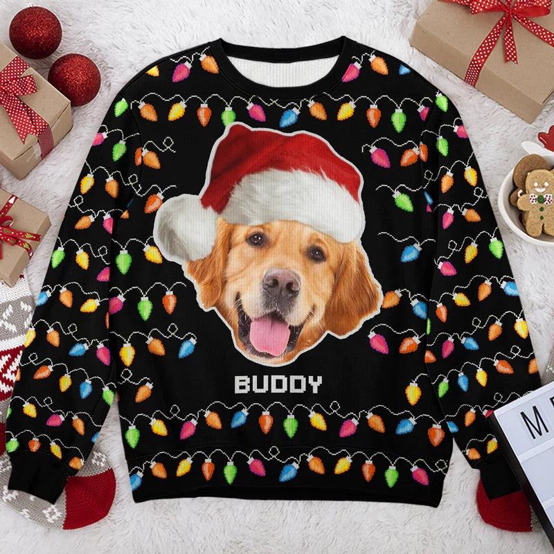 Foto-Pullover “Du bist pfotenstark” mit Hund & Katze – Hässlicher Weihnachts-Pullover - Unisex Wollpulli - Weihnachtsgeschenk für Tierbesitzer, Tierliebhaber & Familienmitglieder