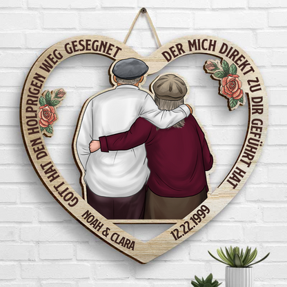 Geschenk für Paare - Von unserem ersten Kuss bis zu unserem letzten Atemzug - Personalisiertes Holzschild in Sonderform