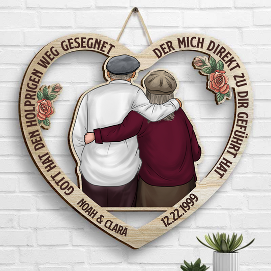 Geschenk für Paare - Von unserem ersten Kuss bis zu unserem letzten Atemzug - Personalisiertes Holzschild in Sonderform