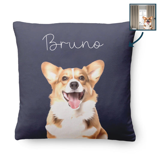 Geschenk für Tierbesitzer - Aquarell-Haustierportrait - Personalisiertes Kissen