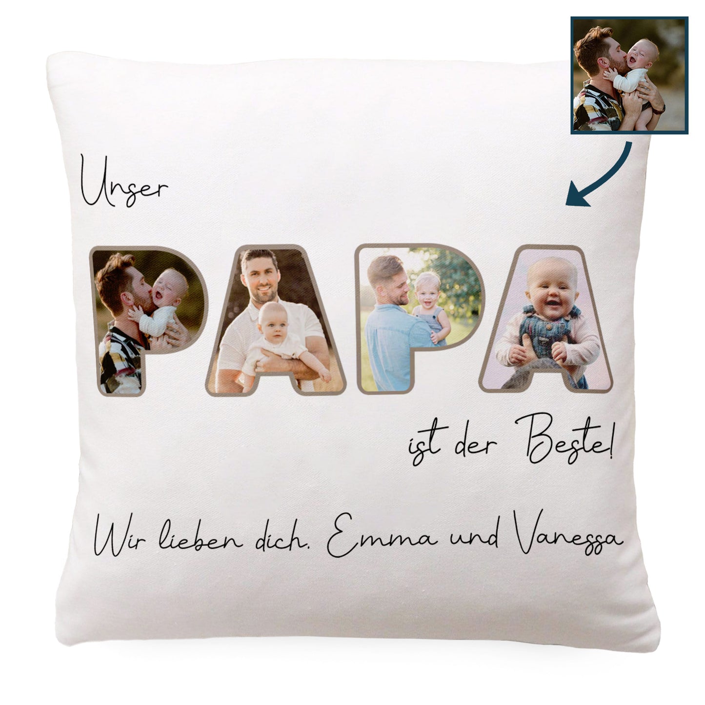 Geschenk für Papa - Papa ist der Beste - Personalisiertes Kissen