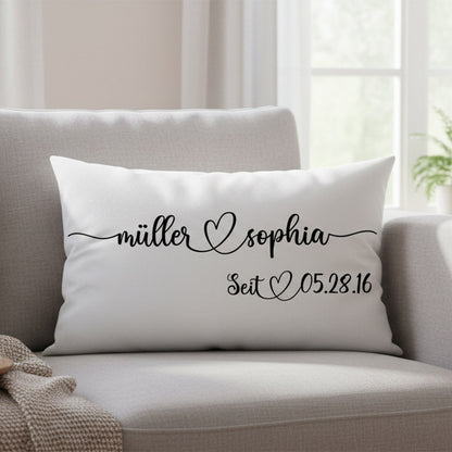Geschenk für Paare - Namen & Seit Datum - Personalisiertes Kissen