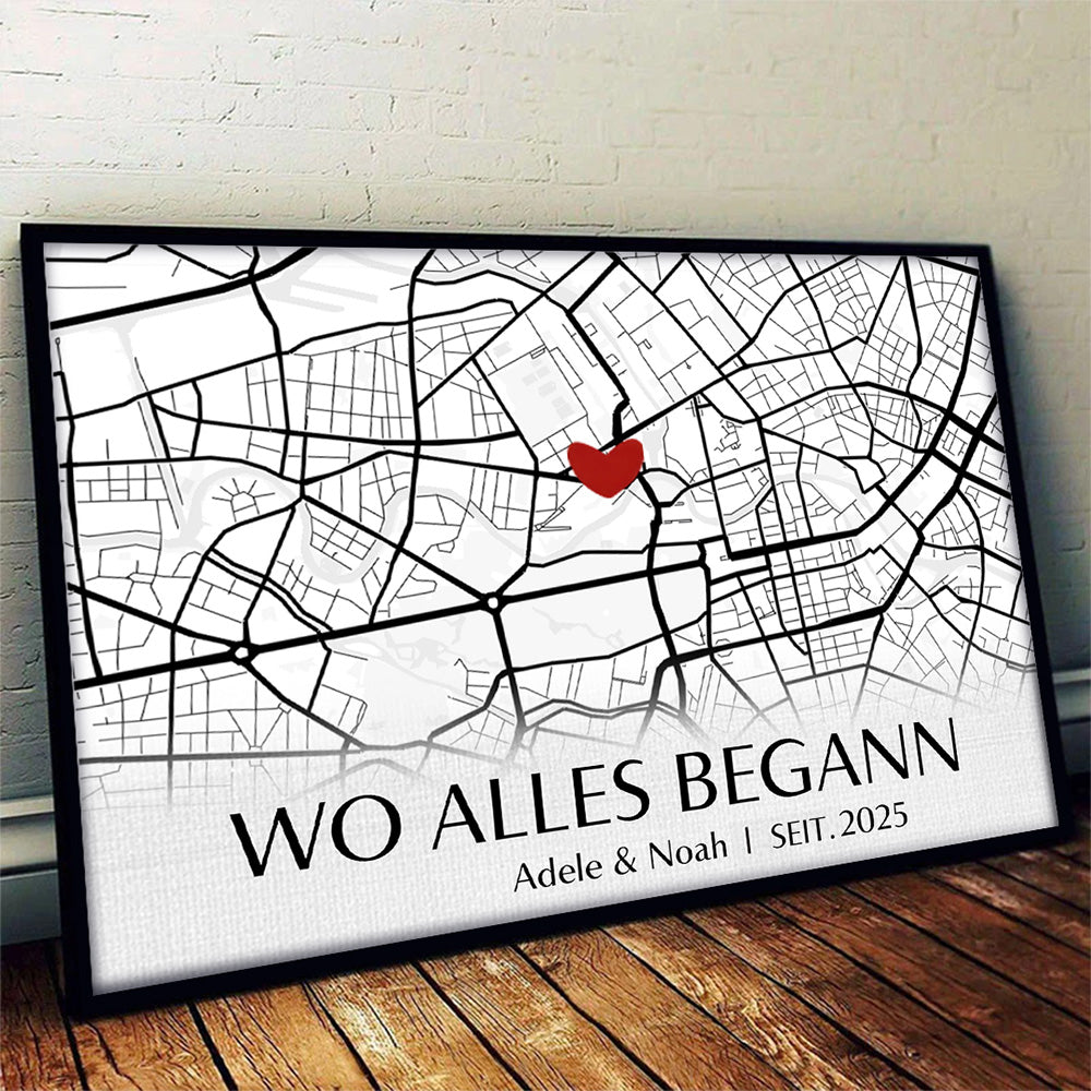 Geschenk für Paare - Wo Alles Begann - Personalisierte Wandkunst