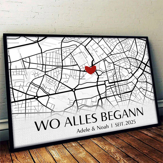 Geschenk für Paare - Wo Alles Begann - Personalisierte Wandkunst