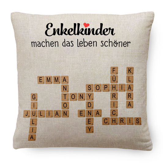 Geschenk für Oma - Enkelkinder machen das Leben schöner - Personalisiertes Kissen