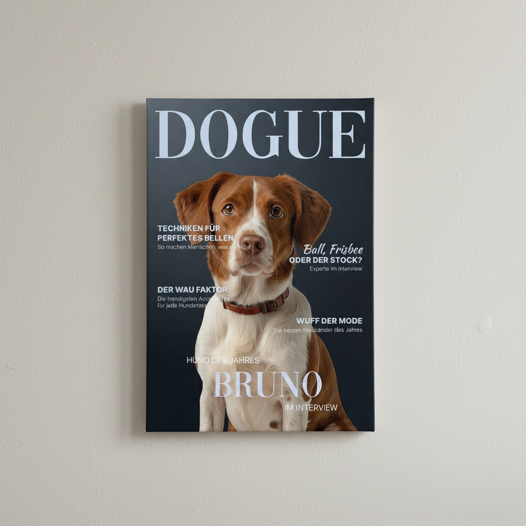Geschenk für Hundeliebhaber - Hundemagazin "DOGUE" - Personalisierte Wandkunst