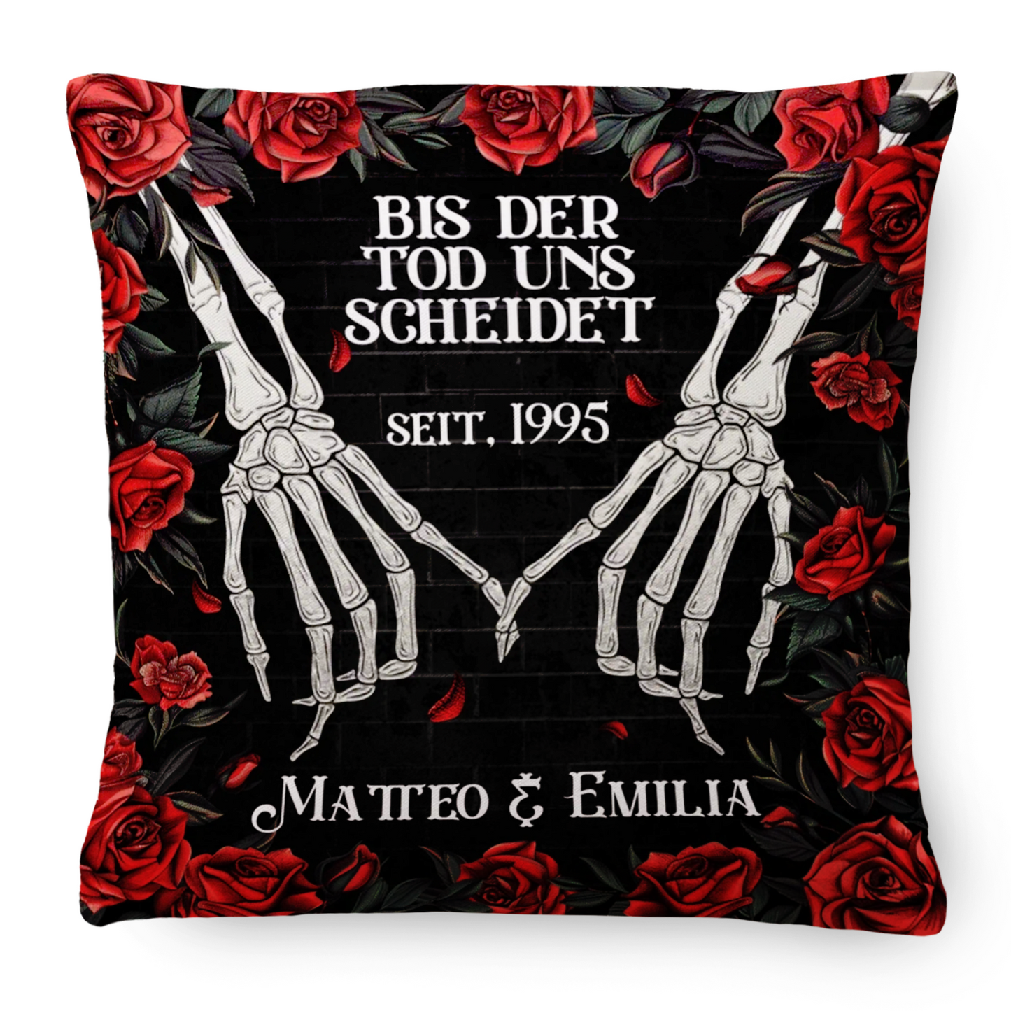Geschenk für Paare - Bis der Tod uns scheidet - Personalisiertes Kissen