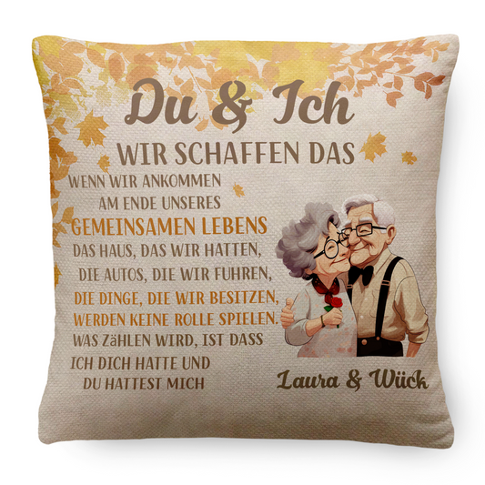 Geschenk für Paare – Am Ende unseres gemeinsamen Lebens – Personalisiertes Kissen