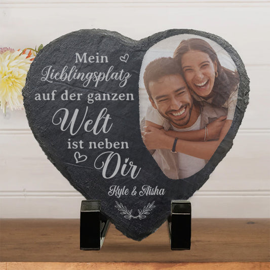 Geschenk für Ehemann oder Ehefrau – Personalisierte Herzstein - Mein Lieblingsplatz auf der ganzen Welt ist neben dir