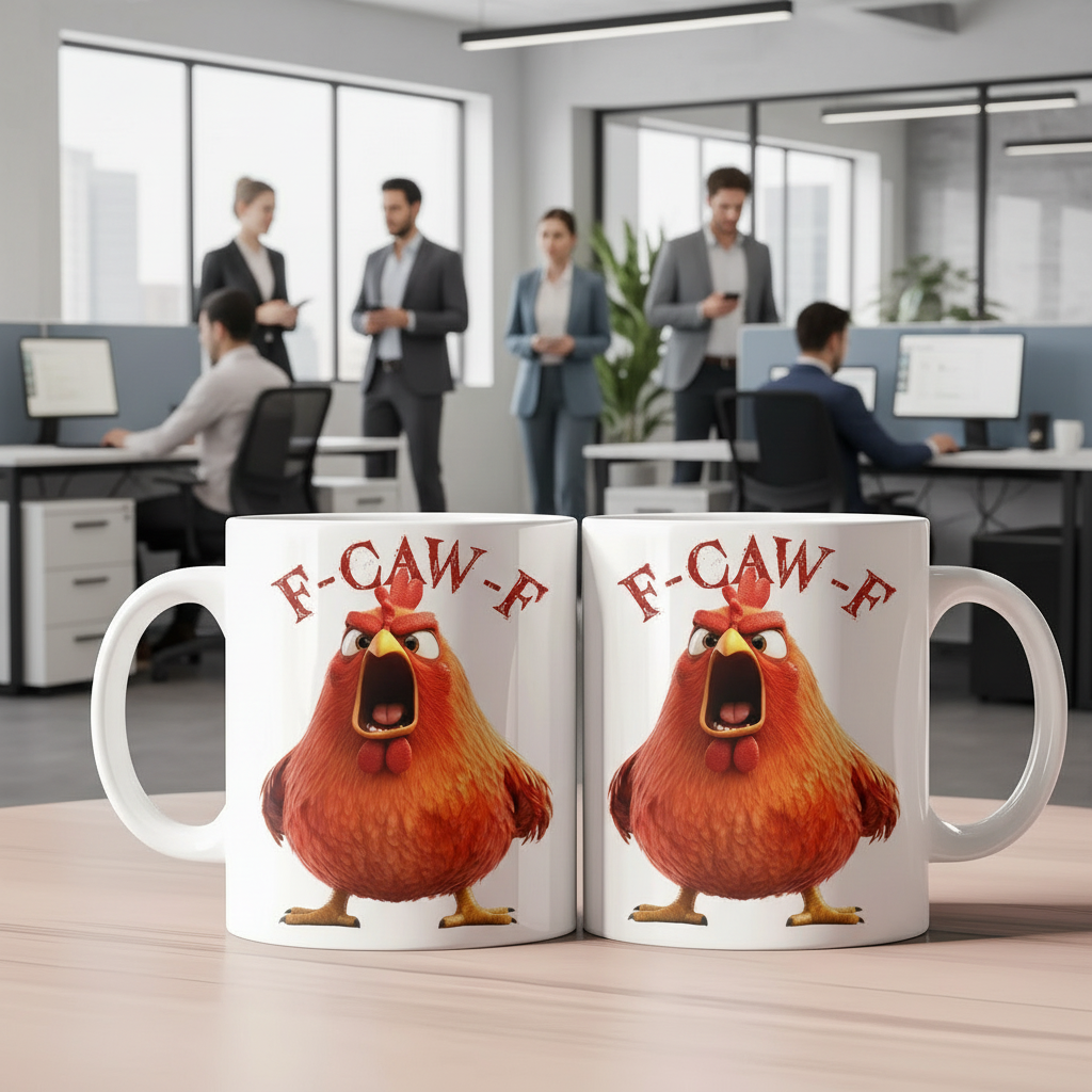 Lustige Tasse - Humorvolle Krähe F-Caw-F - Für Kollegen & Freunde - Personalisierte Tasse