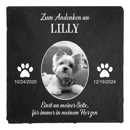 Geschenk zum Gedenken an Haustiere – Beste Freunde werden niemals vergessen – Personalisierter quadratischer Gedenkstein