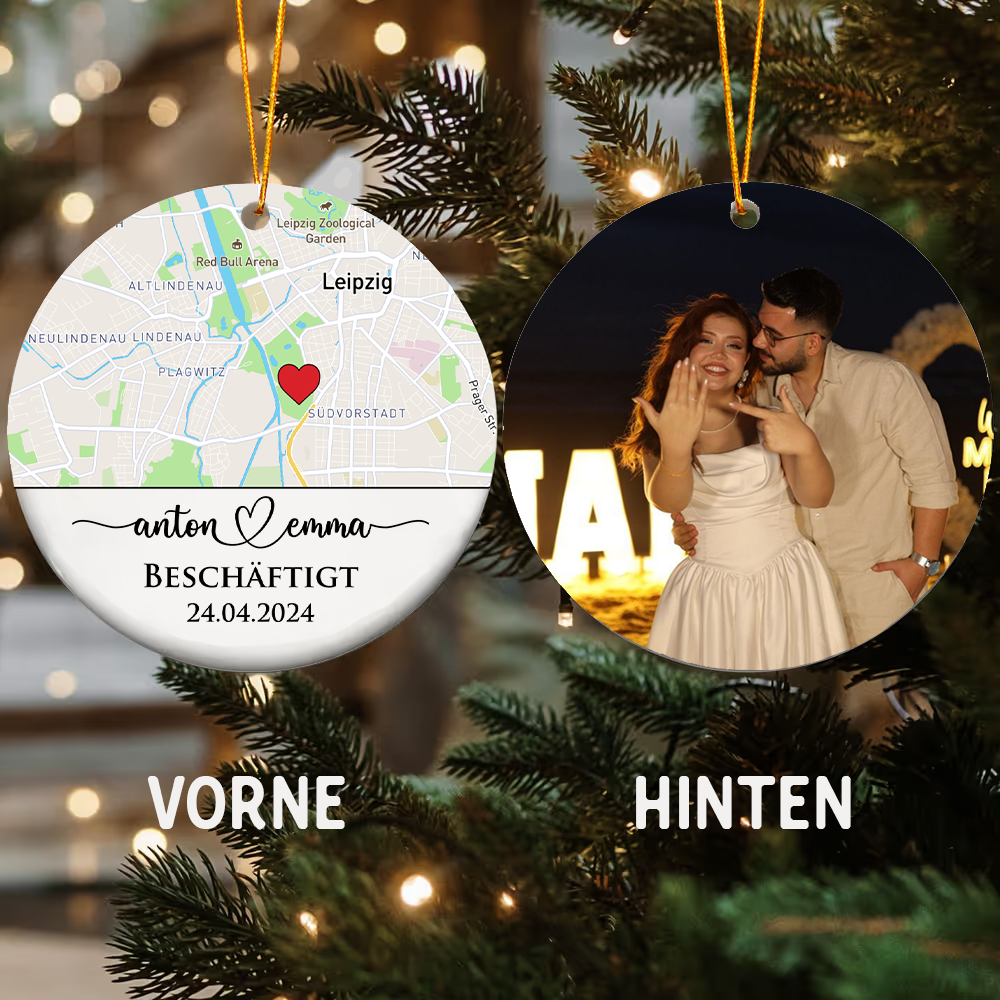 Geschenk für Paare - Kartenornament - Personalisiertes Weihnachtsornament