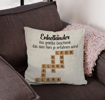 Geschenk für Oma - Enkelkinder machen das Leben schöner - Personalisiertes Kissen