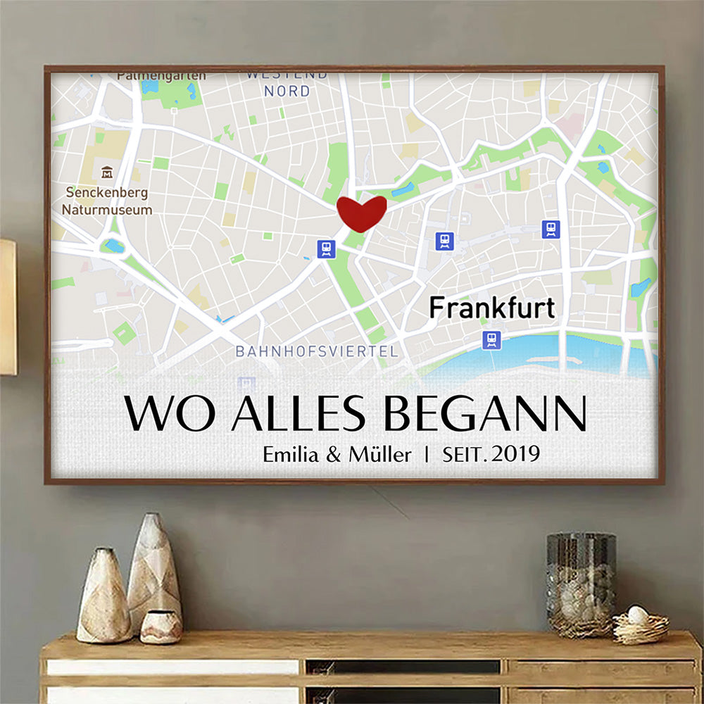 Geschenk für Paare - Wo Alles Begann - Personalisierte Wandkunst