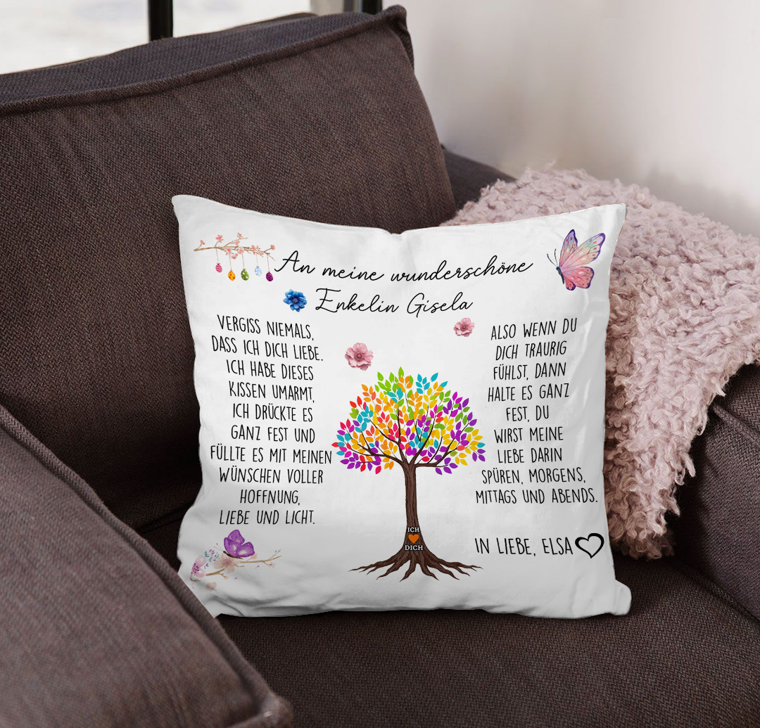 Geschenk für Enkelin - Umarmung von Oma - Personalisiertes Kissen