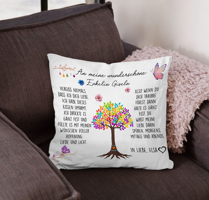 Geschenk für Enkelin - Umarmung von Oma - Personalisiertes Kissen