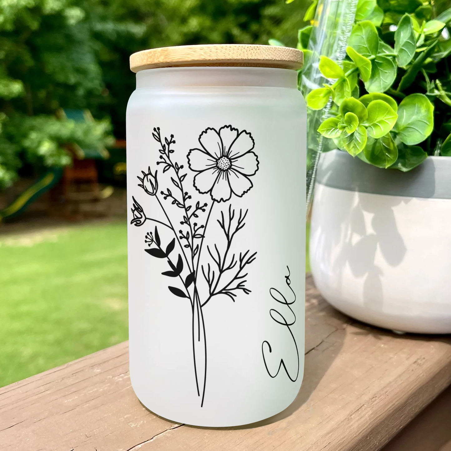 Geschenk für Frauen – Geburtsblume – Personalisierte Trinkbecher