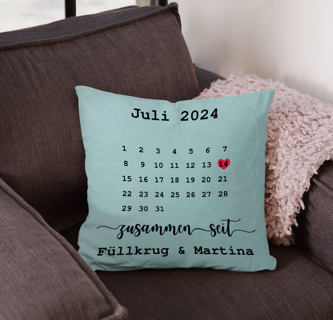 Geschenk für Paare - Das Datum, an dem alles begann - Personalisiertes Kissen