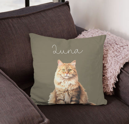 Geschenk für Tierbesitzer - Aquarell-Haustierportrait - Personalisiertes Kissen