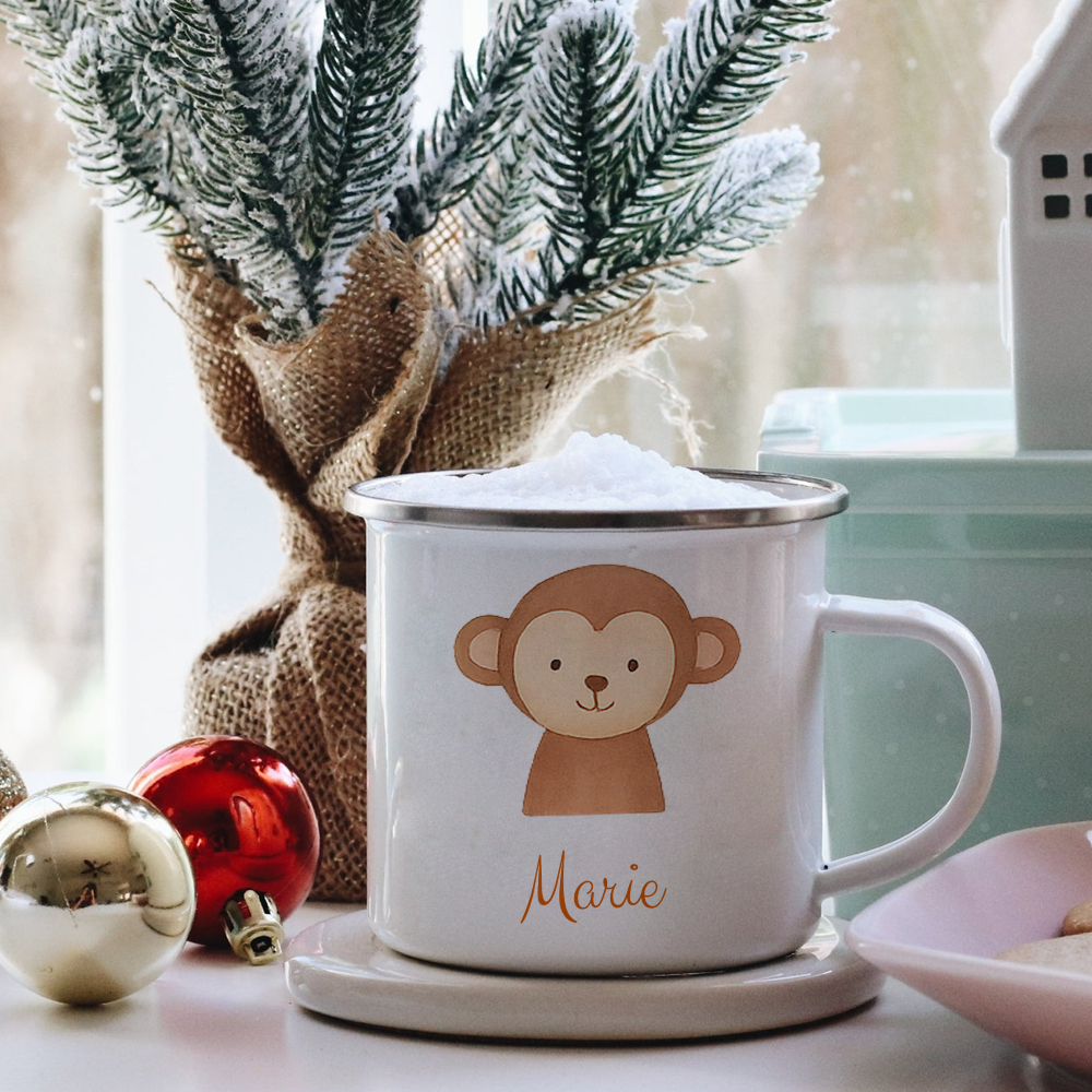 Geschenk für Kinder - Lieblingstier - Personalisierte Emaille-Tasse