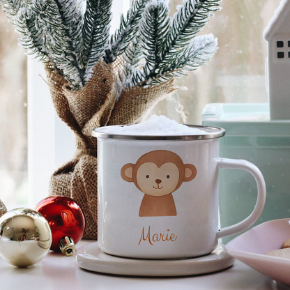 Geschenk für Kinder - Lieblingstier - Personalisierte Emaille-Tasse