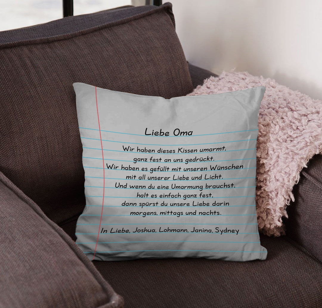 Geschenk für Mama/Oma - Liebe Buchstaben - Personalisiertes Kissen