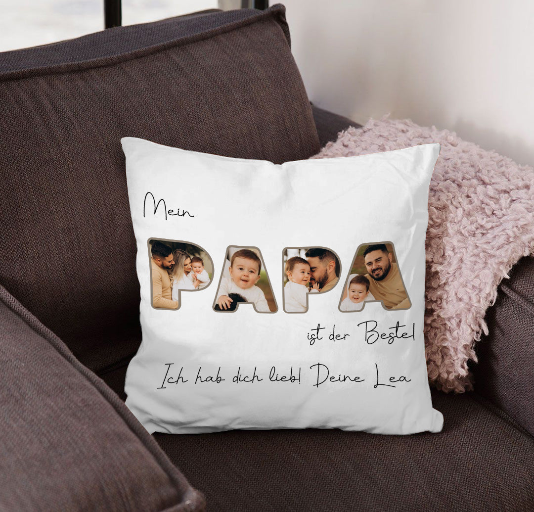 Geschenk für Papa - Papa ist der Beste - Personalisiertes Kissen