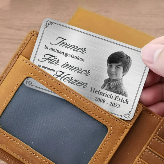 Personalisierte Foto-Geldbörse – Ich trage dich in meinem Herzen, bis ich dich wiedersehe – Personalisiertes Gedenk-Aluminiumkarte