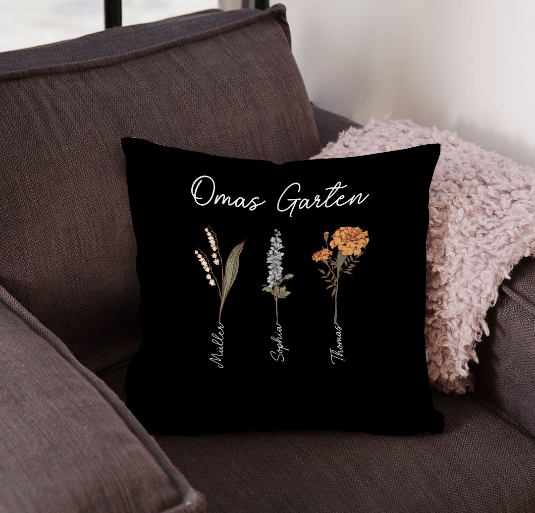 Geschenk für Oma – Omas Garten – Personalisiertes Kissen