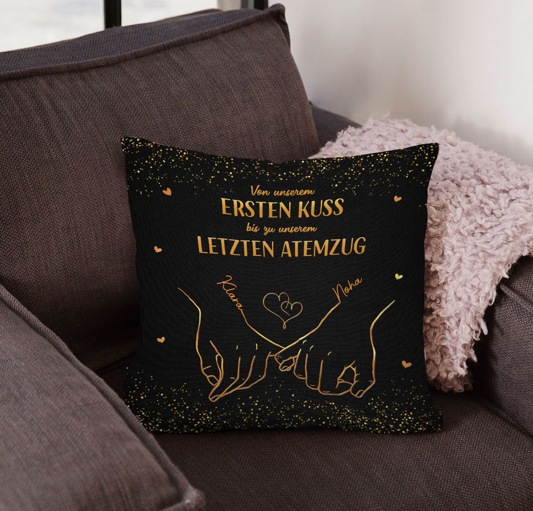 Geschenk für Paare - Bis zu unserem letzten Atemzug - Personalisiertes Kissen