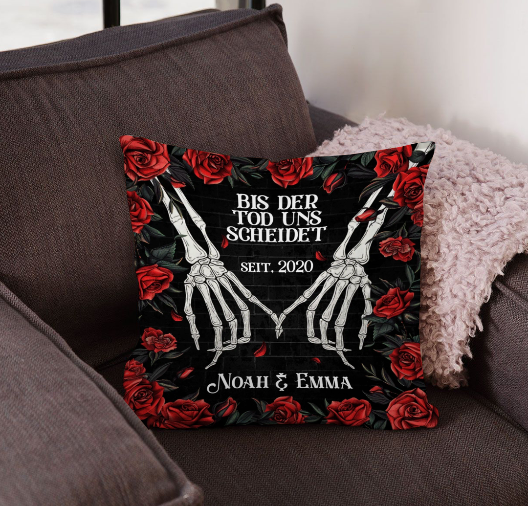 Geschenk für Paare - Bis der Tod uns scheidet - Personalisiertes Kissen