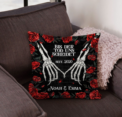 Geschenk für Paare - Bis der Tod uns scheidet - Personalisiertes Kissen